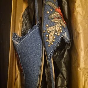 Embroidered Blue Denim Women's Jeans